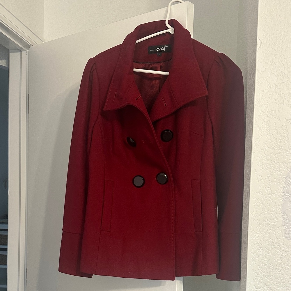 Black Rivet Women's Red Pea Coat